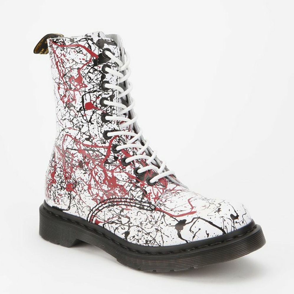 Dr martens 1490 Paint Splatter Softy T white+black+cherry red